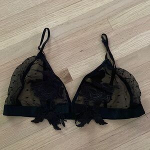 Lace Bralette with Floral Patches
